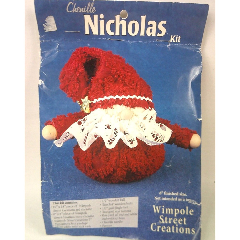 Vintage Wimpole Street Creations Chenille Santa Claus Nicholas Craft Kit 1999